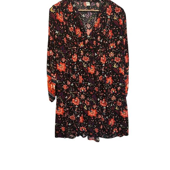 Old Navy Women Shift Dress L Black Abstract Floral Boho Cottagecore Whimsigoth - Picture 7 of 10